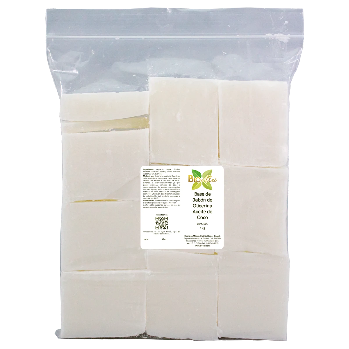 BASE DE JABON 100% ACEITE DE COCO 1 KG