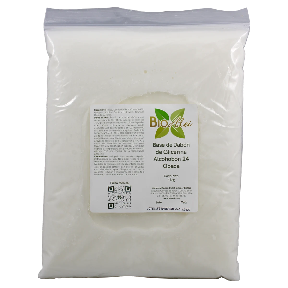 BASE DE JABON DE GLICERINA ALCOHOBON 24 OPACO 1 KG