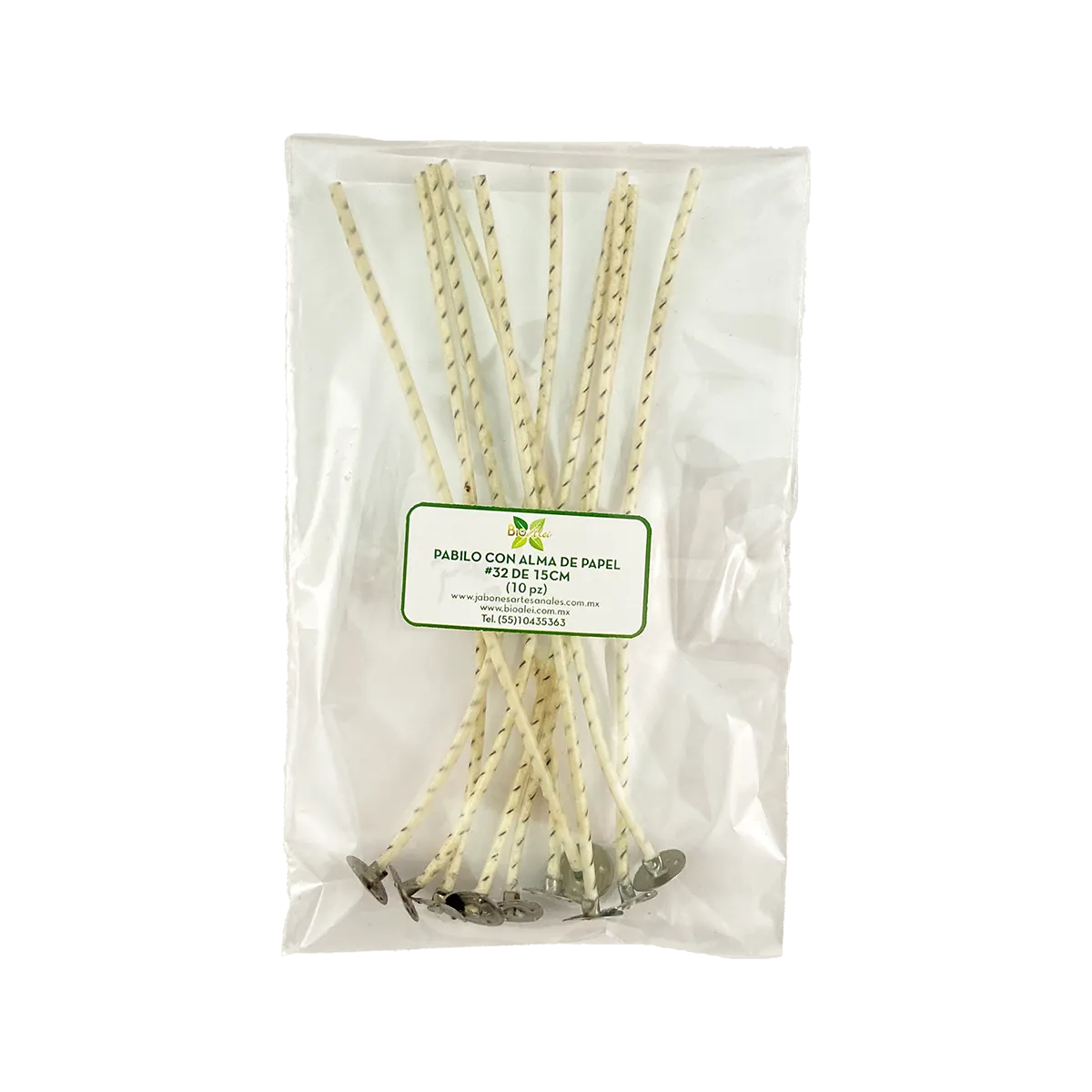 PABILO CON ALMA DE PAPEL 32 15CM PARA VELAS DE 5CM A 8CM DE CIRCUNFERENCIA(10PZ)