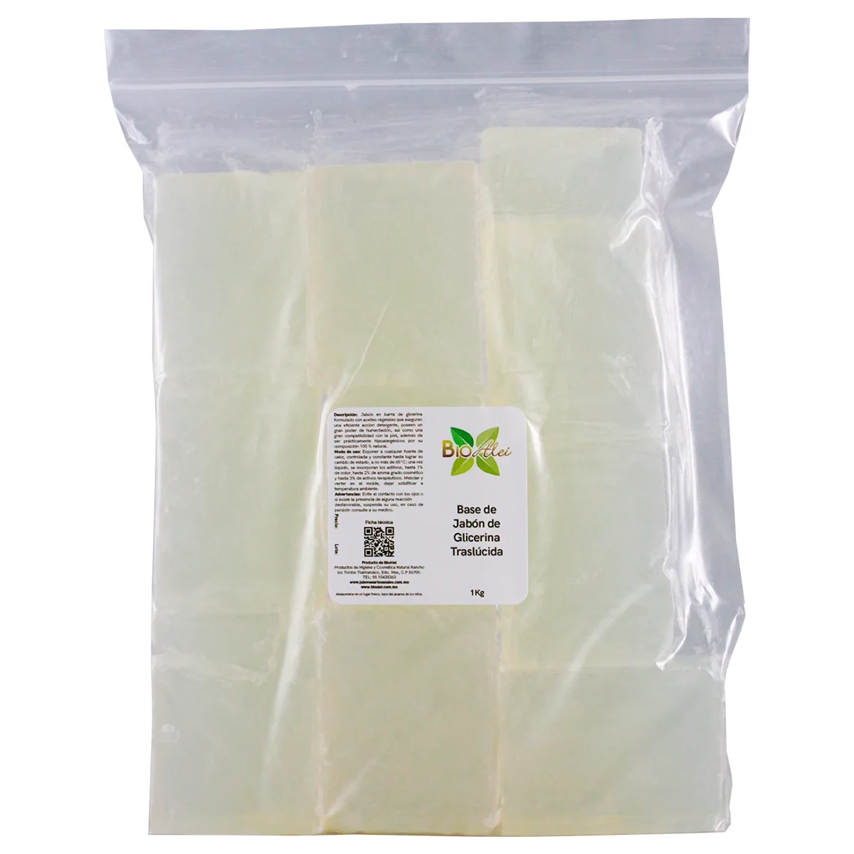 BASE DE JABON DE GLICERINA TRASLUCIDA ORGANICA BLOQUE 15KG