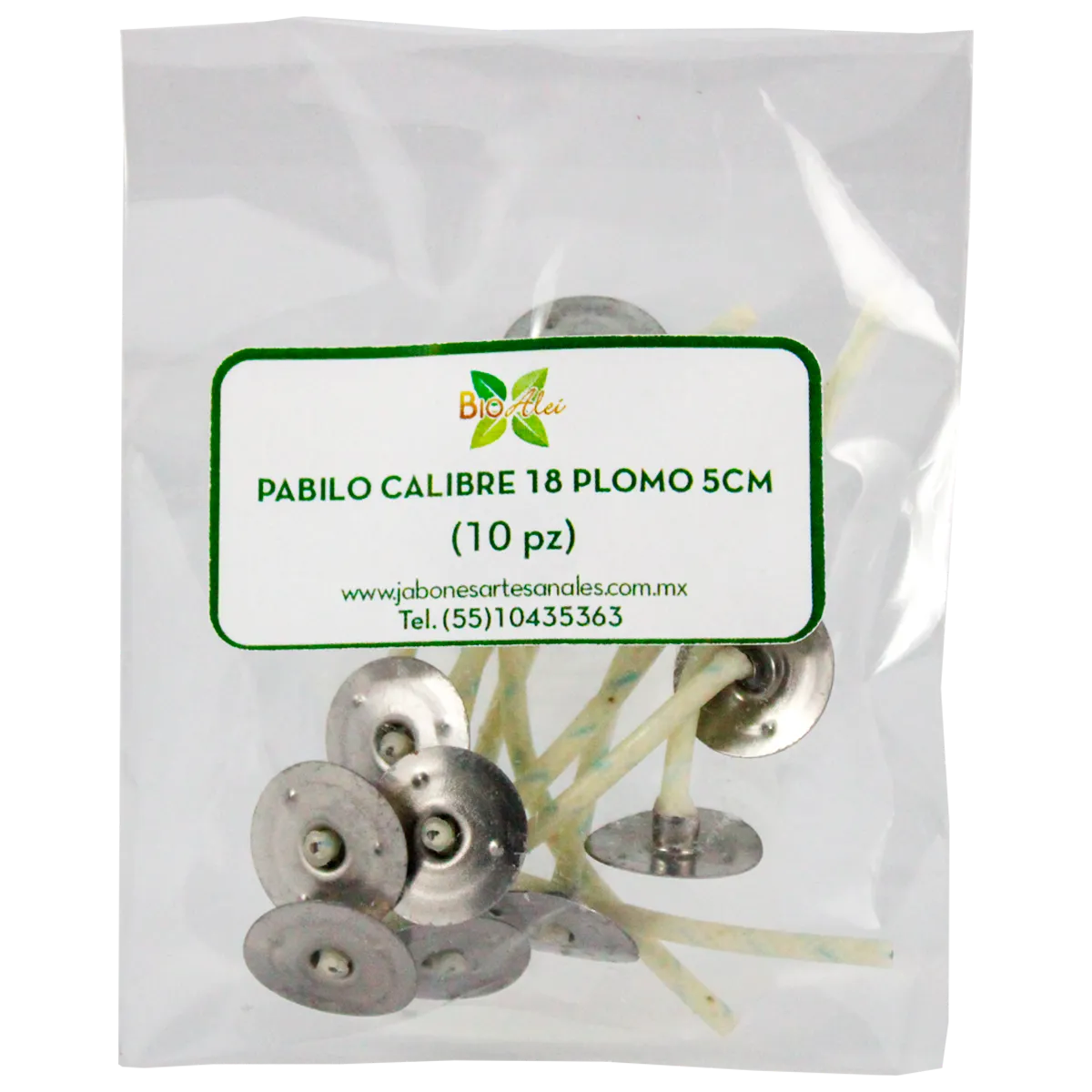 PABILO CALIBRE 18 PLOMO 5 CM (PAQUETE 10 PIEZAS)