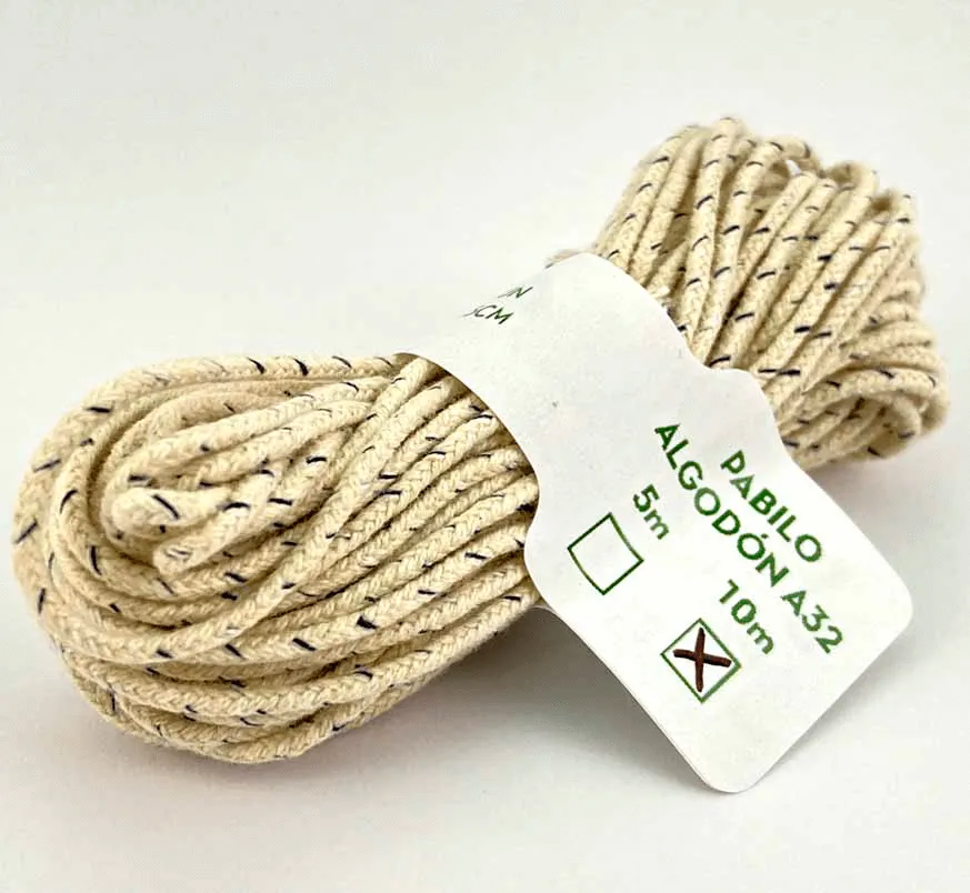 PABILO CON ALMA DE ALGODÓN 32 15CM (PAQUETE 10 PIEZAS)