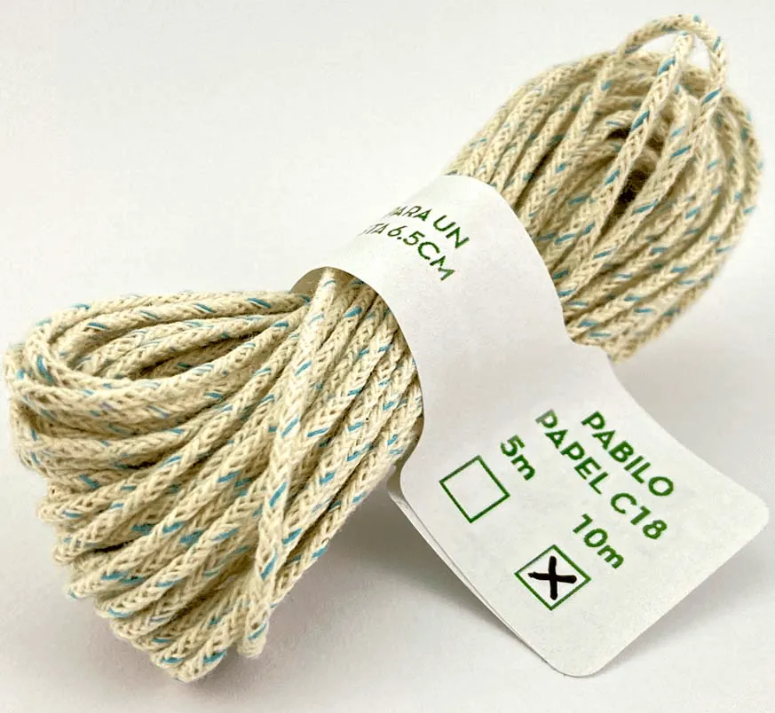 PABILO CON ALMA DE PAPEL 18 15CM PAQUETE 10 PIEZAS