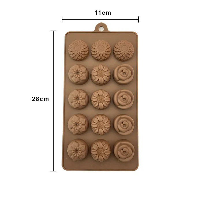 MOLDE DE SILICON 15 FLORES VARIADAS