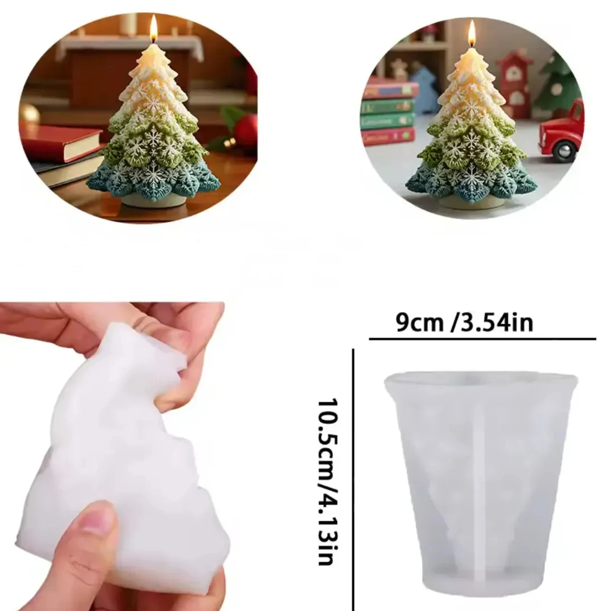 MOLDE DE SILICON ARBOL 3D COPOS DE NIEVE