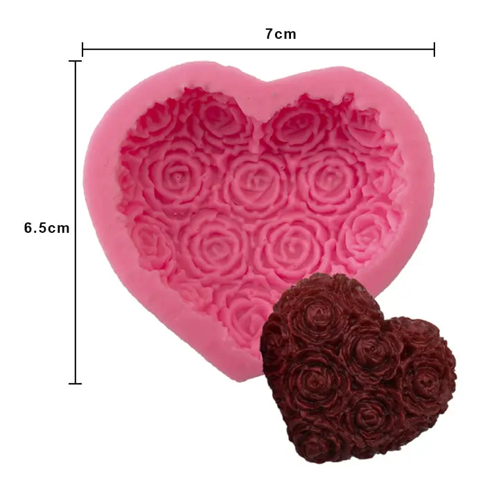 MOLDE DE SILICON CORAZON & ROSAS (5.5CM*5*2.5CM)