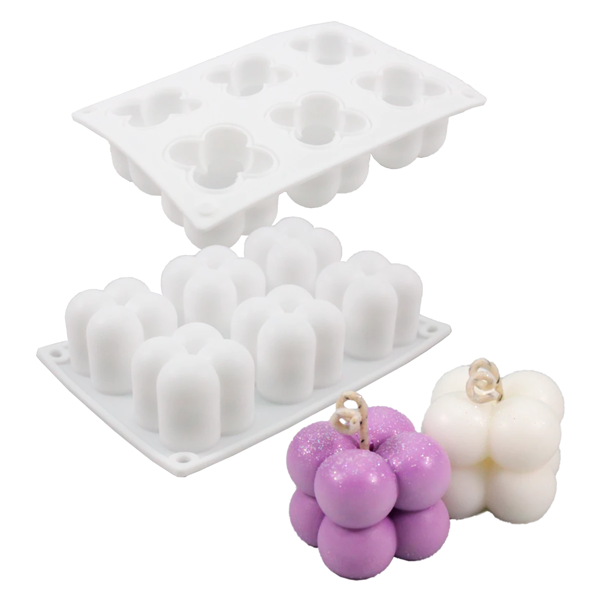 MOLDE DE SILICON CUBO BURBUJA 4 PARA VELA