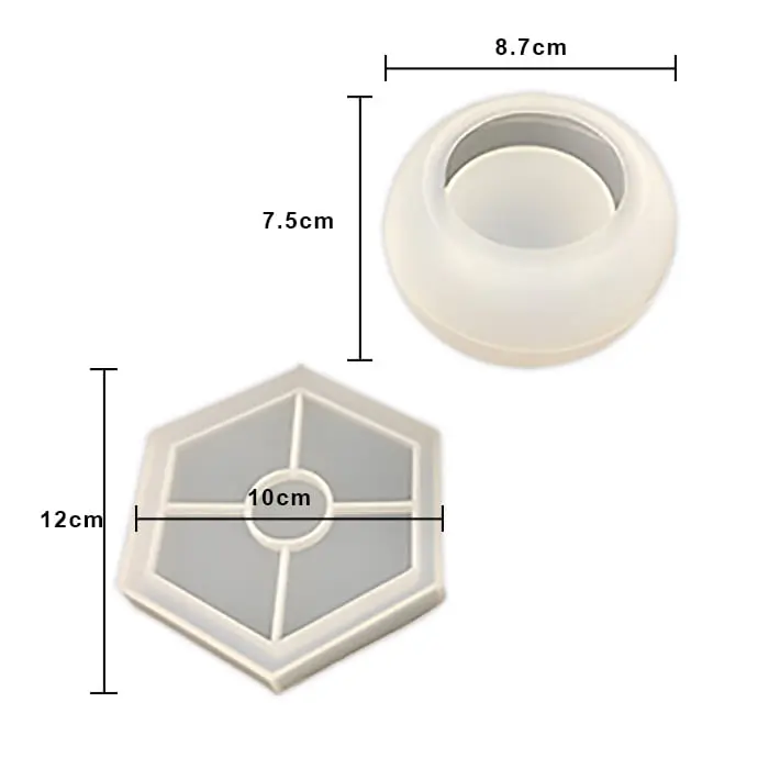 MOLDE DE SILICON MACETA ESFERA (5.7 CM X 8.7 CM Y PLATO 10 CM)