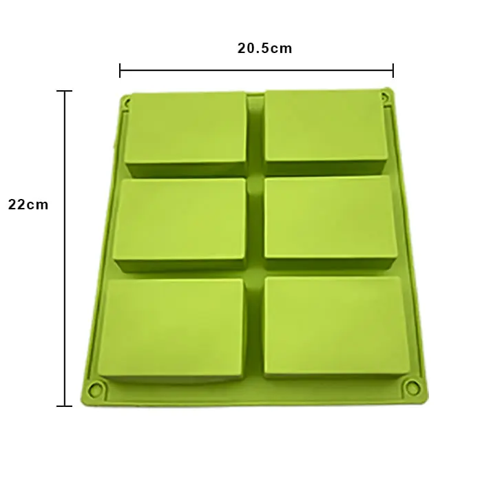 MOLDE DE SILICON RECTANGULO 6 (110GR C/U)