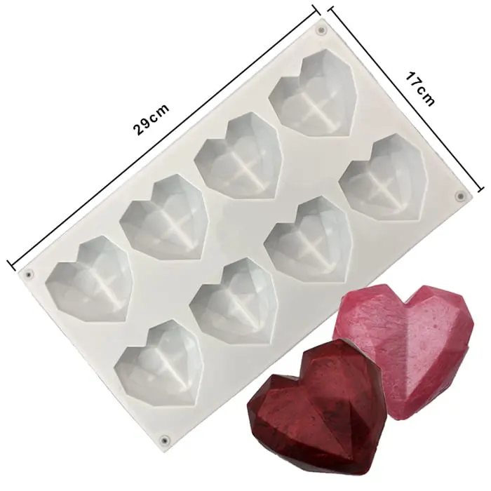 MOLDE SILICON CORAZONES DIAMANTE 8 17*29*2