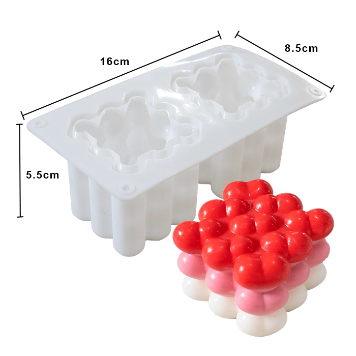 MOLDE SILICON CUBO 3D CORAZONES